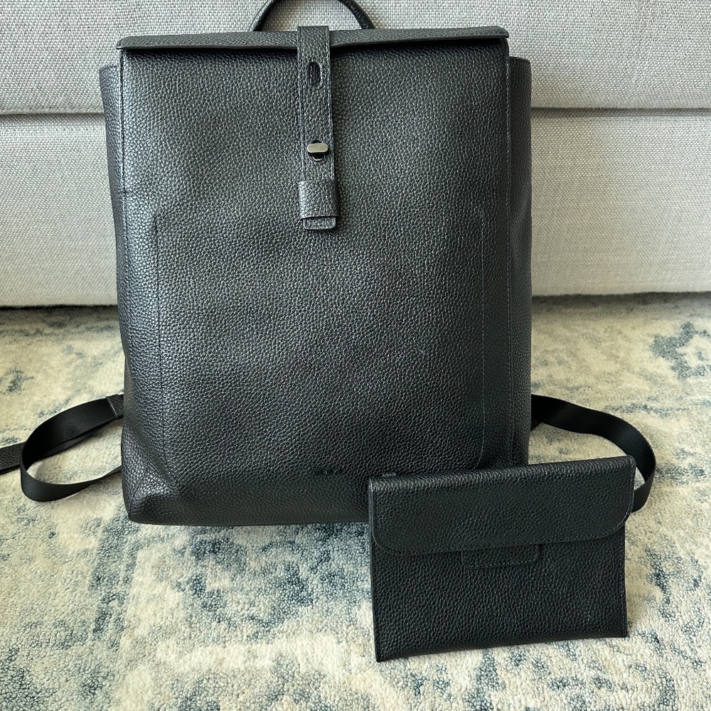 TUMI Georgica Mica Backpack - Black Pebble Leather